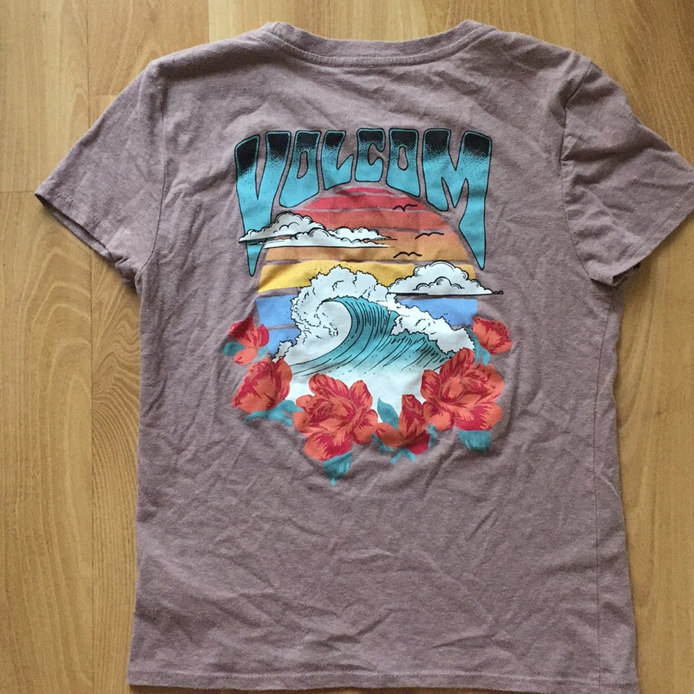 Volcom purple/pink shirt with wave design on back